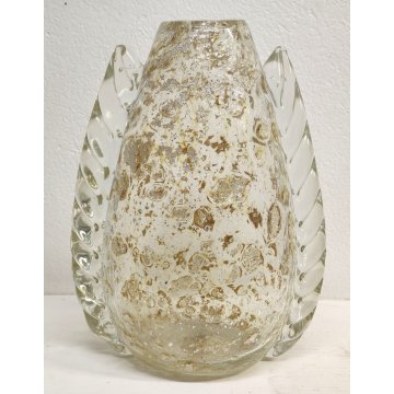 GRANDE Vaso Vetro a Morise MURANO anni 30 DESIGN Barovier AUTUNNO GEMMATO 37 cm.