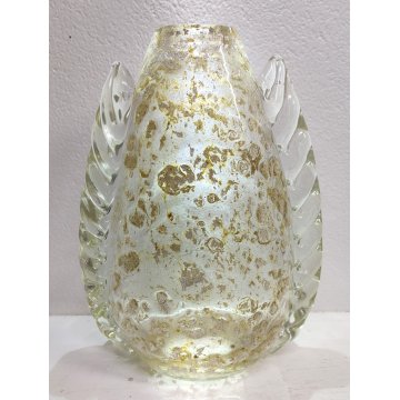 GRANDE Vaso Vetro a Morise MURANO anni 30 DESIGN Barovier AUTUNNO GEMMATO 37 cm.