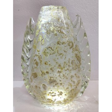 GRANDE Vaso Vetro a Morise MURANO anni 30 DESIGN Barovier AUTUNNO GEMMATO 37 cm.