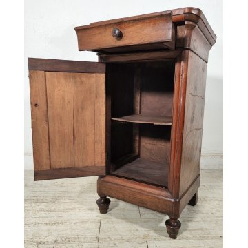 ANTICO COMODINO CAPPUCCINO LEGNO NOCE epoca 1800 CASSETTIERA Old Wood Nightstand