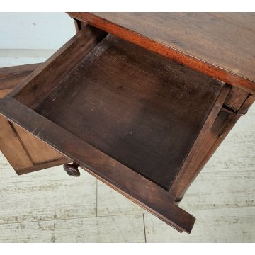 ANTICO COMODINO CAPPUCCINO LEGNO NOCE epoca 1800 CASSETTIERA Old Wood Nightstand