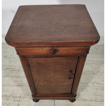 ANTICO COMODINO CAPPUCCINO LEGNO NOCE epoca 1800 CASSETTIERA Old Wood Nightstand
