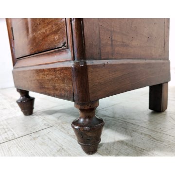 ANTICO COMODINO CAPPUCCINO LEGNO NOCE epoca 1800 CASSETTIERA Old Wood Nightstand