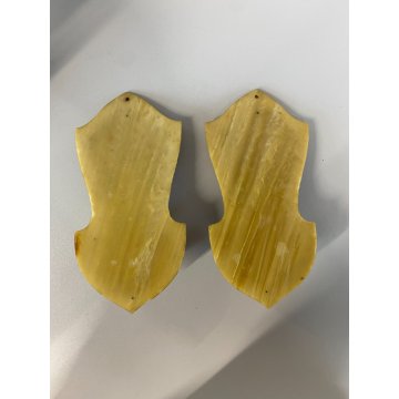 antica COPPIA ACQUASANTIERA GESU' MADONNA MARIA '900 bachelite VETRO metallo