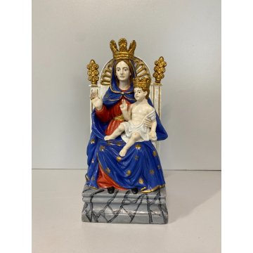 ANTICA SCULTURA terracotta MADONNA DELL'AIUTO trono preghiera MARIA GESU BAMBINO