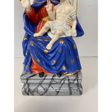 ANTICA SCULTURA terracotta MADONNA DELL'AIUTO trono preghiera MARIA GESU BAMBINO