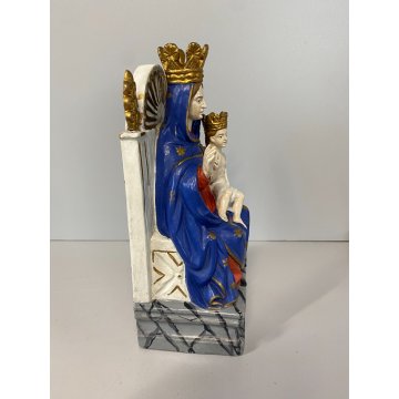 ANTICA SCULTURA terracotta MADONNA DELL'AIUTO trono preghiera MARIA GESU BAMBINO