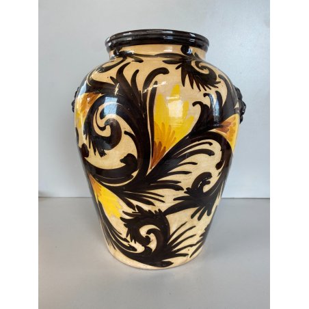 ANTICO VASO ORCIO ANFORA TERRACOTTA SMALTATA ART DECO'  ø 23x30cm/h '20/'30