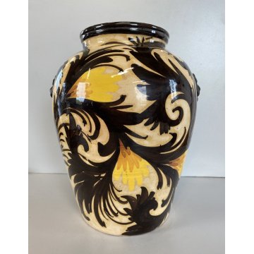 ANTICO VASO ORCIO ANFORA TERRACOTTA SMALTATA ART DECO'  ø 23x30cm/h '20/'30