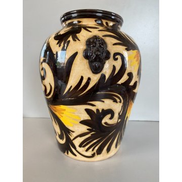 ANTICO VASO ORCIO ANFORA TERRACOTTA SMALTATA ART DECO'  ø 23x30cm/h '20/'30
