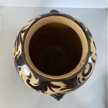 ANTICO VASO ORCIO ANFORA TERRACOTTA SMALTATA ART DECO'  ø 23x30cm/h '20/'30