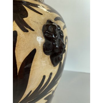 ANTICO VASO ORCIO ANFORA TERRACOTTA SMALTATA ART DECO'  ø 23x30cm/h '20/'30