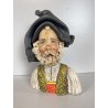 SCULTURA BUSTO CERAMICA UOMO ANZIANO COSTUME TRADIZIONALE SARDO 24,5cm/h