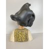 SCULTURA BUSTO CERAMICA UOMO ANZIANO COSTUME TRADIZIONALE SARDO 24,5cm/h
