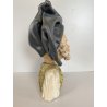 SCULTURA BUSTO CERAMICA UOMO ANZIANO COSTUME TRADIZIONALE SARDO 24,5cm/h