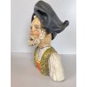 SCULTURA BUSTO CERAMICA UOMO ANZIANO COSTUME TRADIZIONALE SARDO 24,5cm/h
