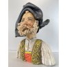 SCULTURA BUSTO CERAMICA UOMO ANZIANO COSTUME TRADIZIONALE SARDO 24,5cm/h