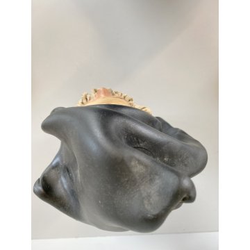 SCULTURA BUSTO CERAMICA UOMO ANZIANO COSTUME TRADIZIONALE SARDO 24,5cm/h