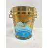SECCHIELLO CHAMPAGNE VETRO Murano TURCHESE ORO GHIACCIO GLACETTE ICE BUCKET '50