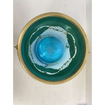 SECCHIELLO CHAMPAGNE VETRO Murano TURCHESE ORO GHIACCIO GLACETTE ICE BUCKET '50