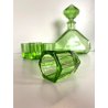 BOTTIGLIA DECANTER 6 BICCHIERI CRISTALLO VERDE MOLATO BOHEMIAN CRYSTAL ART DECO'