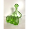 BOTTIGLIA DECANTER 6 BICCHIERI CRISTALLO VERDE MOLATO BOHEMIAN CRYSTAL ART DECO'