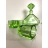 BOTTIGLIA DECANTER 6 BICCHIERI CRISTALLO VERDE MOLATO BOHEMIAN CRYSTAL ART DECO'