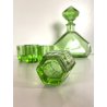 BOTTIGLIA DECANTER 6 BICCHIERI CRISTALLO VERDE MOLATO BOHEMIAN CRYSTAL ART DECO'