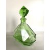 BOTTIGLIA DECANTER 6 BICCHIERI CRISTALLO VERDE MOLATO BOHEMIAN CRYSTAL ART DECO'
