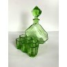 BOTTIGLIA DECANTER 6 BICCHIERI CRISTALLO VERDE MOLATO BOHEMIAN CRYSTAL ART DECO'