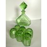 BOTTIGLIA DECANTER 6 BICCHIERI CRISTALLO VERDE MOLATO BOHEMIAN CRYSTAL ART DECO'