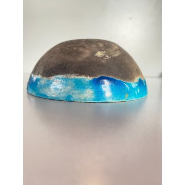 PORTAOGGETTI CIOTOLA BOWL CERAMICA RAKU REFRATTARIO SMALTO TURCHESE '900