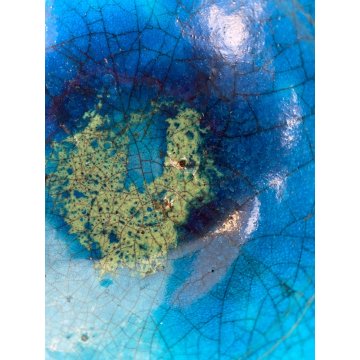 PORTAOGGETTI CIOTOLA BOWL CERAMICA RAKU REFRATTARIO SMALTO TURCHESE '900