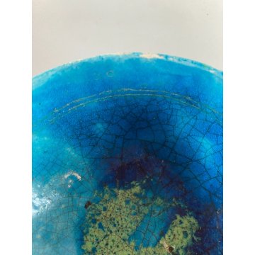 PORTAOGGETTI CIOTOLA BOWL CERAMICA RAKU REFRATTARIO SMALTO TURCHESE '900