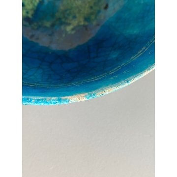 PORTAOGGETTI CIOTOLA BOWL CERAMICA RAKU REFRATTARIO SMALTO TURCHESE '900