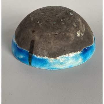 PORTAOGGETTI CIOTOLA BOWL CERAMICA RAKU REFRATTARIO SMALTO TURCHESE '900