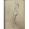 QUADRO DISEGNO MATITA su CARTA Gigi Comolli NUDO STUDIO FIGURA FEMMINILE '900