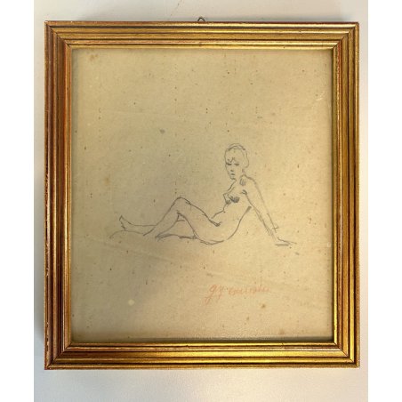 QUADRO DISEGNO MATITA CARTA Gigi Comolli NUDO STUDIO FIGURA FEMMINILE SEDUTA 900