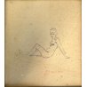 QUADRO DISEGNO MATITA CARTA Gigi Comolli NUDO STUDIO FIGURA FEMMINILE SEDUTA 900