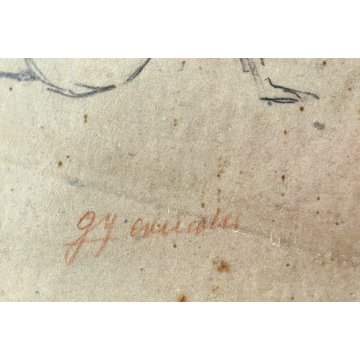 QUADRO DISEGNO MATITA CARTA Gigi Comolli NUDO STUDIO FIGURA FEMMINILE SEDUTA 900