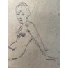 QUADRO DISEGNO MATITA CARTA Gigi Comolli NUDO STUDIO FIGURA FEMMINILE SEDUTA 900
