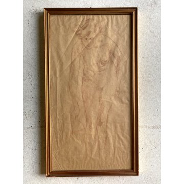 QUADRO DISEGNO SANGUIGNA CARTA Gigi Comolli NUDO STUDIO FIGURA FEMMINILE  '900