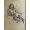 QUADRO DISEGNO CARBONCINO su CARTA Gigi Comolli NUDO STUDIO FIGURA FEMMINILE 900