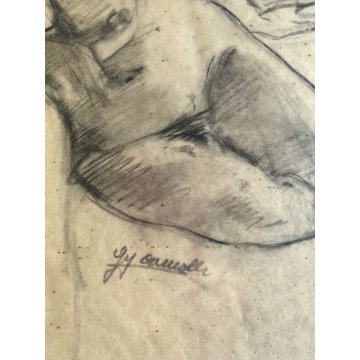 QUADRO DISEGNO CARBONCINO su CARTA Gigi Comolli NUDO STUDIO FIGURA FEMMINILE 900
