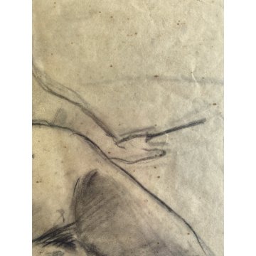 QUADRO DISEGNO CARBONCINO su CARTA Gigi Comolli NUDO STUDIO FIGURA FEMMINILE 900