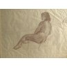 QUADRO DISEGNO SANGUIGNA CARTA Gigi Comolli NUDO DONNA STUDIO FIGURA FEMMINILE
