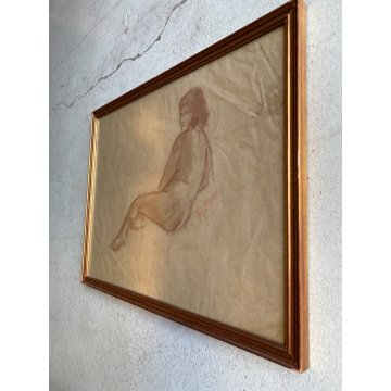 QUADRO DISEGNO SANGUIGNA CARTA Gigi Comolli NUDO DONNA STUDIO FIGURA FEMMINILE