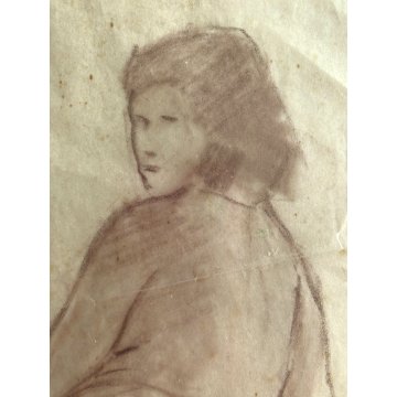 QUADRO DISEGNO SANGUIGNA CARTA Gigi Comolli NUDO DONNA STUDIO FIGURA FEMMINILE