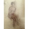QUADRO DISEGNO SANGUIGNA CARTA Gigi Comolli STUDIO FIGURA FEMMINILE NUDO DONNA