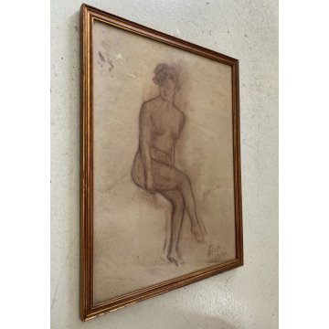 QUADRO DISEGNO SANGUIGNA CARTA Gigi Comolli STUDIO FIGURA FEMMINILE NUDO DONNA